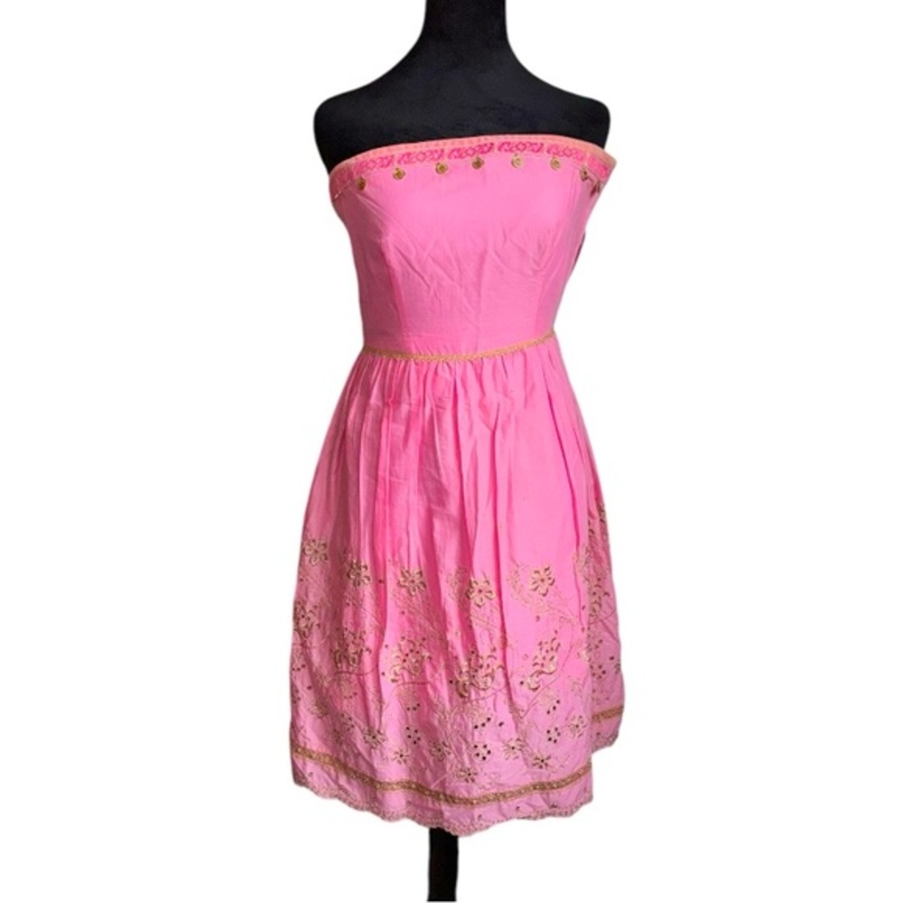 Y2K‎ Express hippie boho fairy pink /gold embroidered sleeveless dress sz 4